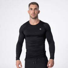 Polleo Men's Titan Compression Long Sleeve Shirt, Black 